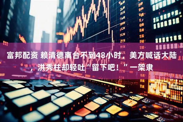 富邦配资 赖清德离台不到48小时，美方喊话大陆，洪秀柱却轻吐“留下吧！”一架隶